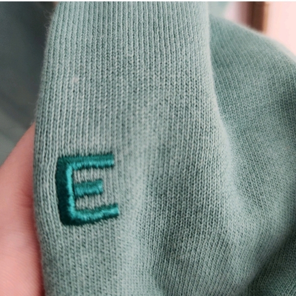 Everlane Sz XS Women Green Track Crewneck Pocket Sweatshirt 100% Organic Cotton - Picture 5 of 8